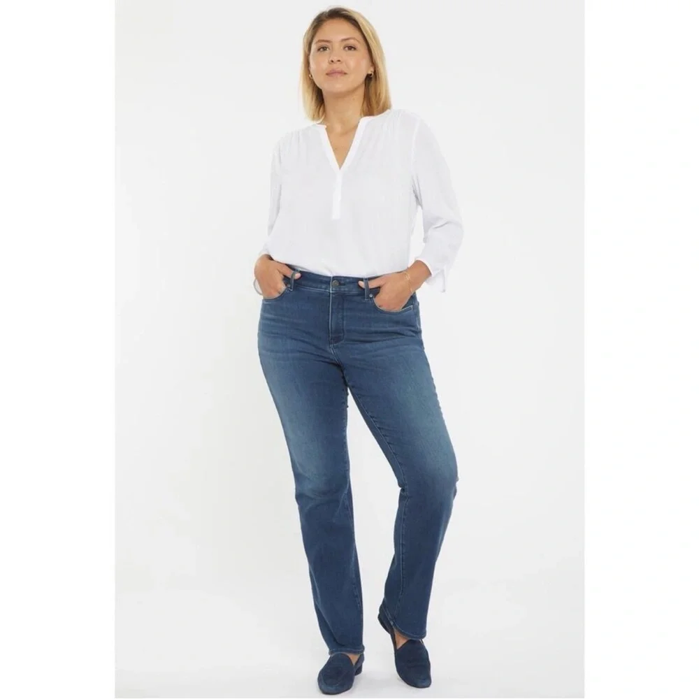 NYDJ Plus Marilyn Straight Leg Jean 20W Saybrook Wash High Rise Stretch Curvy - Picture 3 of 8